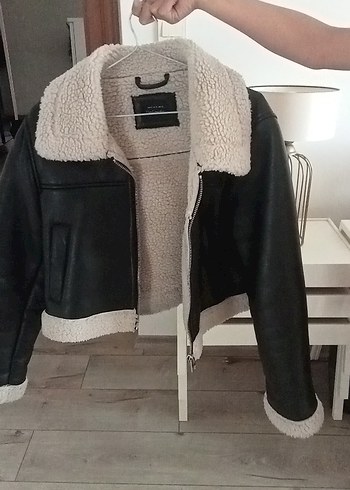 Kürklü Siyah Deri Mini Ceket