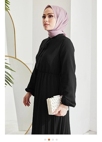 Piliseli limelda şifon elbise - Görsel 2