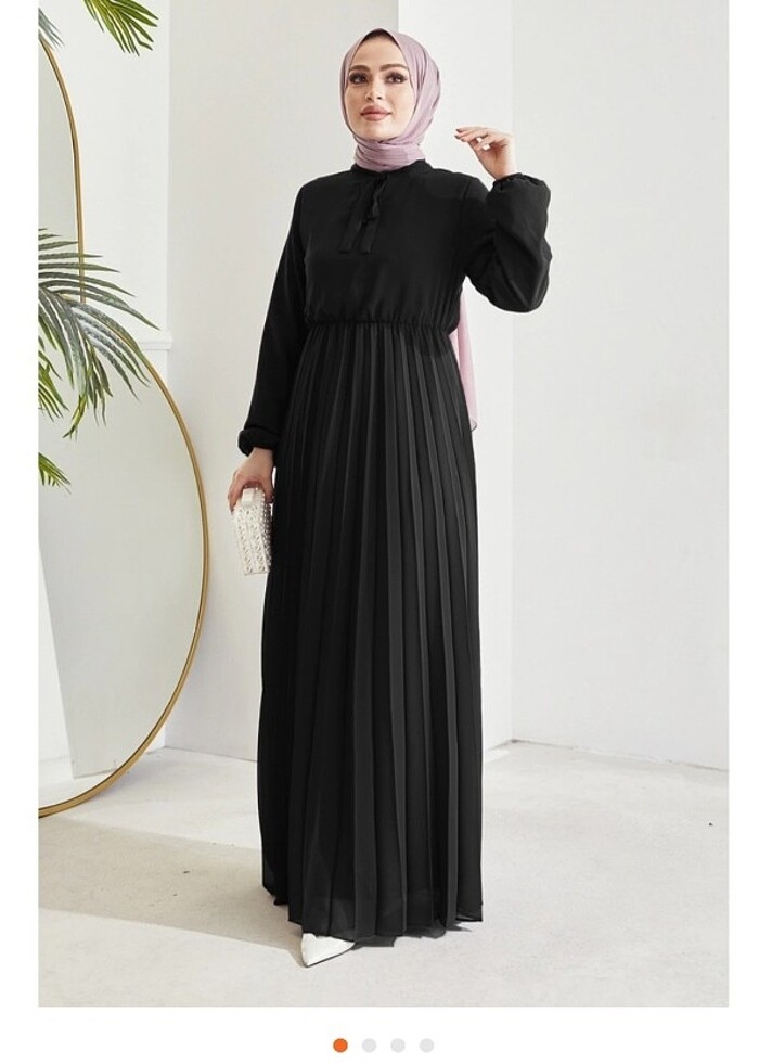 Piliseli limelda şifon elbise - Görsel 4