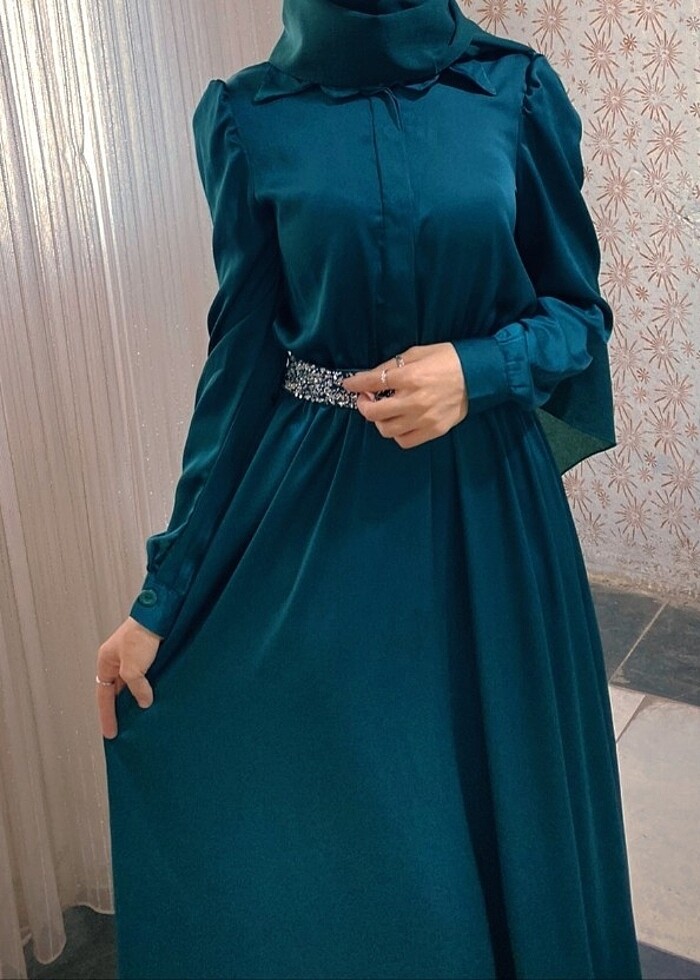 Zümrüt yeşili elbise  - Görsel 4
