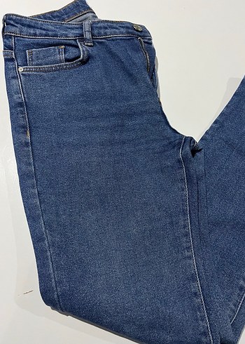 s Beden Lacivert Mango Markalı Regular Fit Kadın Denim Pantolon