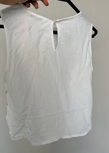 Jimmy Key Sade Beyaz Kolsuz Keten Crop Top
