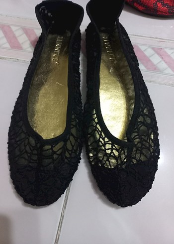 Siyah Dantel Detaylı Kadın Stiletto Topuklu Babet