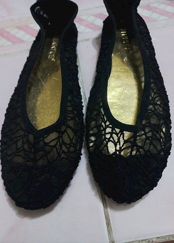 ZENNE Siyah Dantel Detaylı Kadın Stiletto Topuklu Babet
