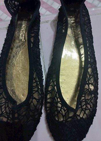 39 Beden siyah Renk Siyah Dantel Detaylı Kadın Stiletto Topuklu Babet