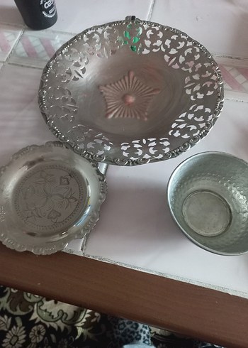 Gri Klasik Desensiz Metal  ve Tabak - Görsel 2