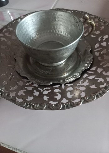 Gri Klasik Desensiz Metal  ve Tabak - Görsel 10