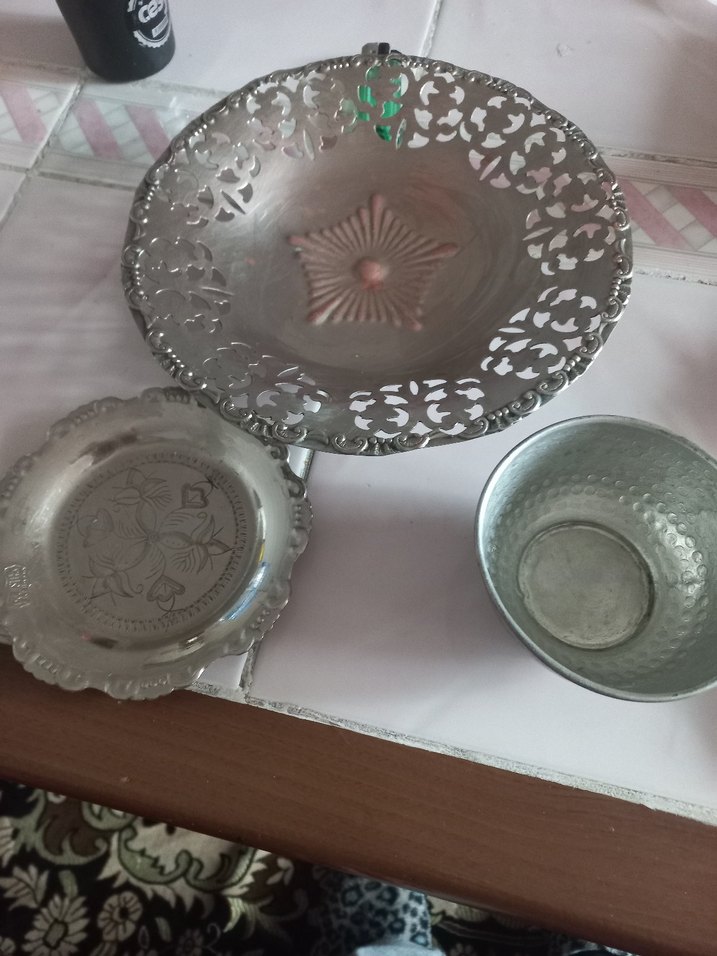 Gri Klasik Desensiz Metal  ve Tabak - Görsel 2