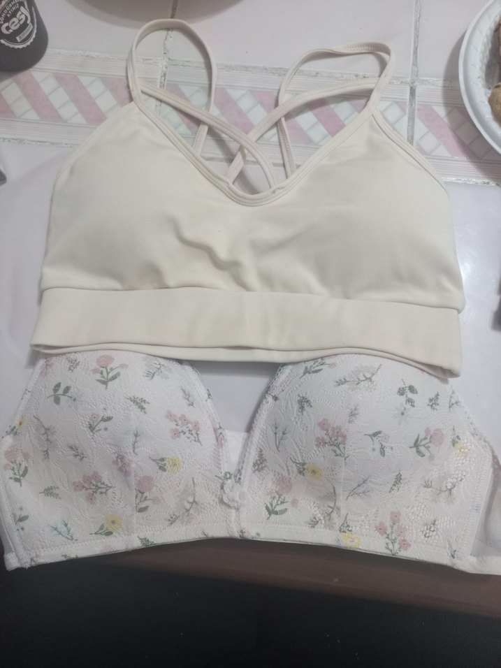 Beyaz Çiçek Desenli Bohem Sütyen - Görsel 2