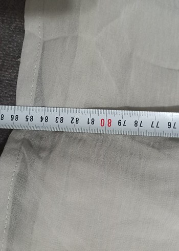m Beden gri Renk Keten Midi Elbise, Kısa Kollu, Kemerli