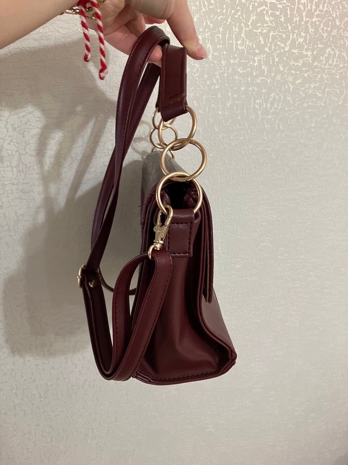 Kahverengi Parlak Deri Yılan Desenli Kadın Çanta - Görsel 3