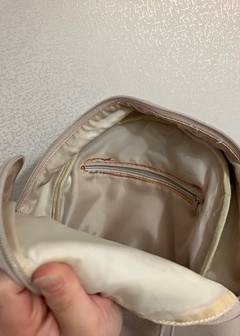 Beyaz Deri Kadın Sırt Çantası - Görsel 8