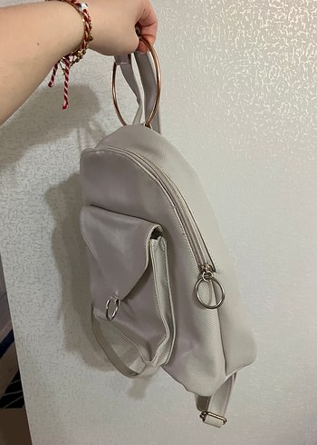 Beyaz Deri Kadın Sırt Çantası - Görsel 4