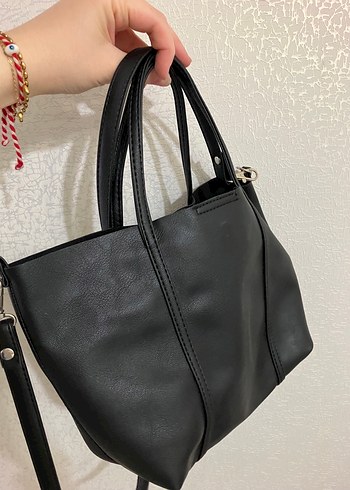 Siyah Deri Kadın Omuz Çantası - Görsel 3