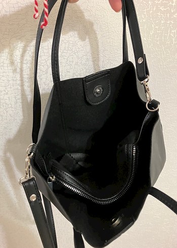 Siyah Deri Kadın Omuz Çantası - Görsel 4