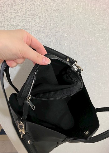 Siyah Deri Kadın Omuz Çantası - Görsel 5