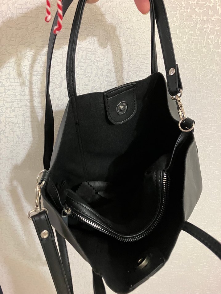 Siyah Deri Kadın Omuz Çantası - Görsel 4