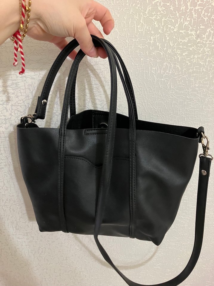Siyah Deri Kadın Omuz Çantası - Görsel 2