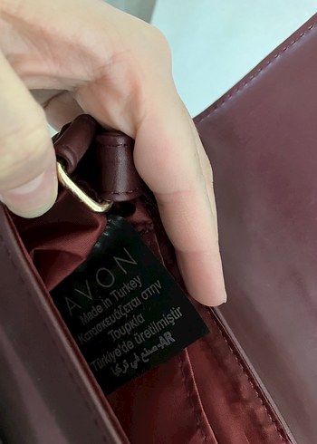 Bordo Deri Kareli Tokalı Kadın Çanta - Görsel 6