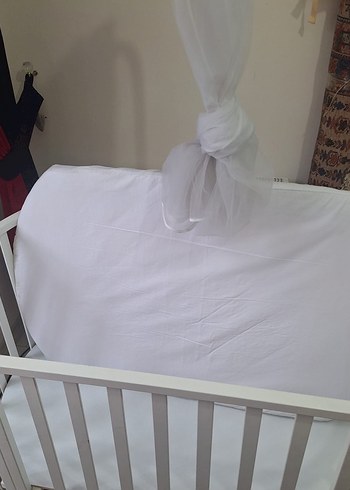 Beyaz Ahşap Bebek Beşiği - Görsel 4