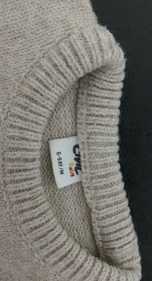 Nakışlı Bej Kız Çocuk Triko Kazak - Görsel 2