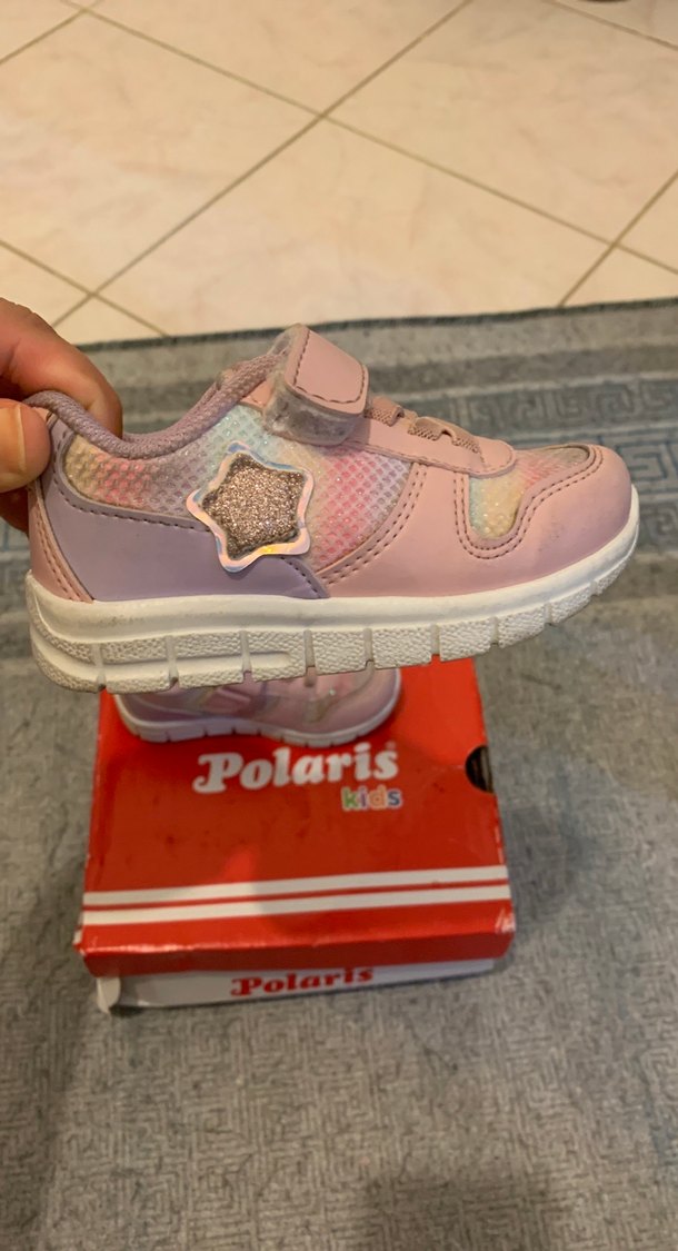 Kız Çocuk Pembe Bağcıklı ve Cırtlı Spor Ayakkabı - Görsel 2