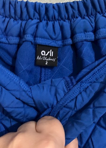 Kadın Mavi Kemerli Midi Kumaş Pantolon - Görsel 2