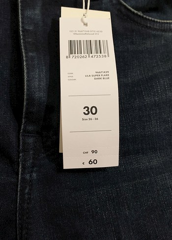 Kadın Lacivert Kemerli Normal Boy Kot Pantolon - Görsel 2