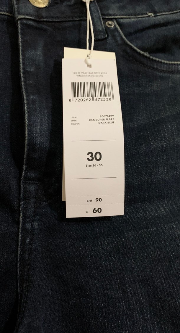 Kadın Lacivert Kemerli Normal Boy Kot Pantolon - Görsel 2