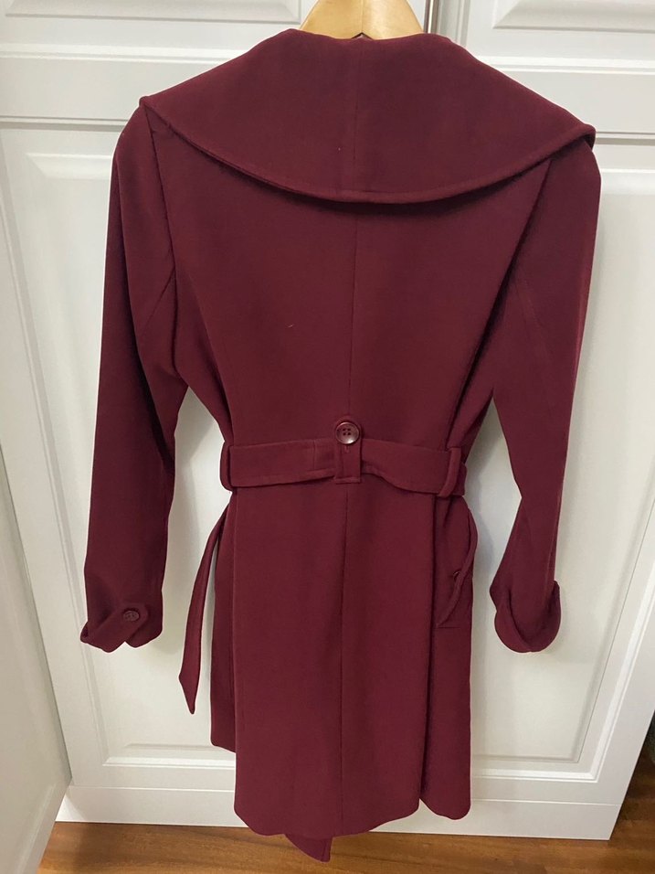 Bordo renk kadın mont - Görsel 2