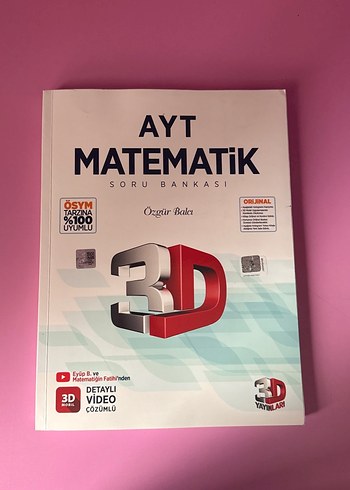 AYT Matematik 3D Soru Bankası Video Çözümlü