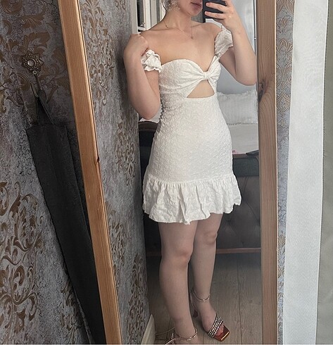 s Beden Beyaz mini elbise
