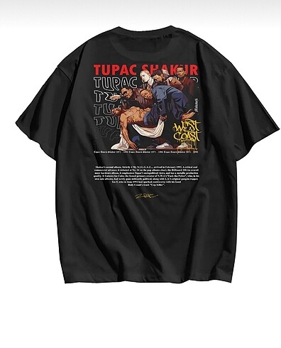 tupac shakur baskılı tshirt tam kalıp unisex