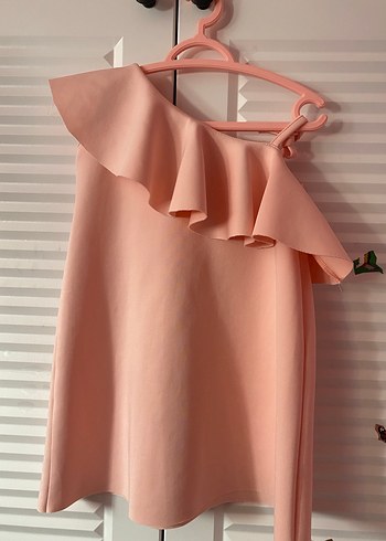 Pembe Omuzdan Askılı Fırfırlı Kız Elbisesi - Görsel 4