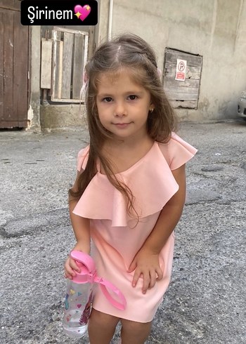 Pembe Omuzdan Askılı Fırfırlı Kız Elbisesi - Görsel 2