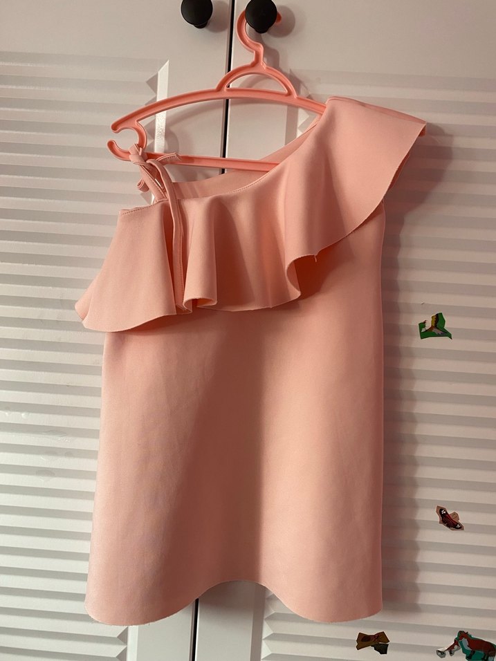 Pembe Omuzdan Askılı Fırfırlı Kız Elbisesi - Görsel 3