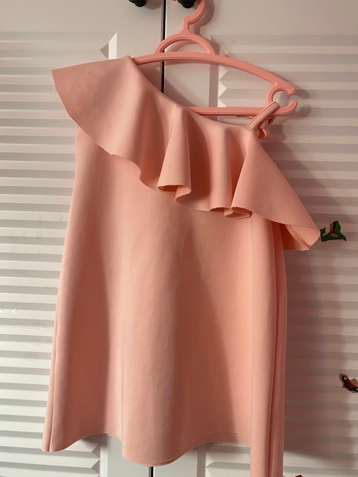 Pembe Omuzdan Askılı Fırfırlı Kız Elbisesi - Görsel 4