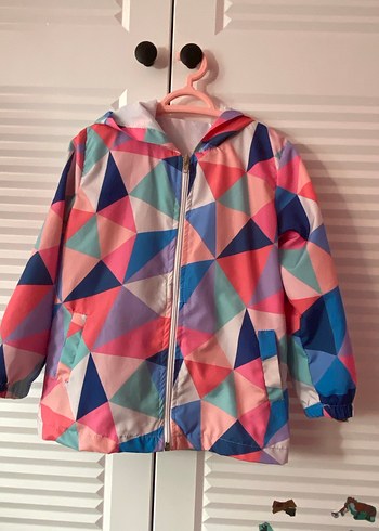 Kız Çocuk Çok Renkli Geometrik Desenli Yağmurluk - Görsel 2