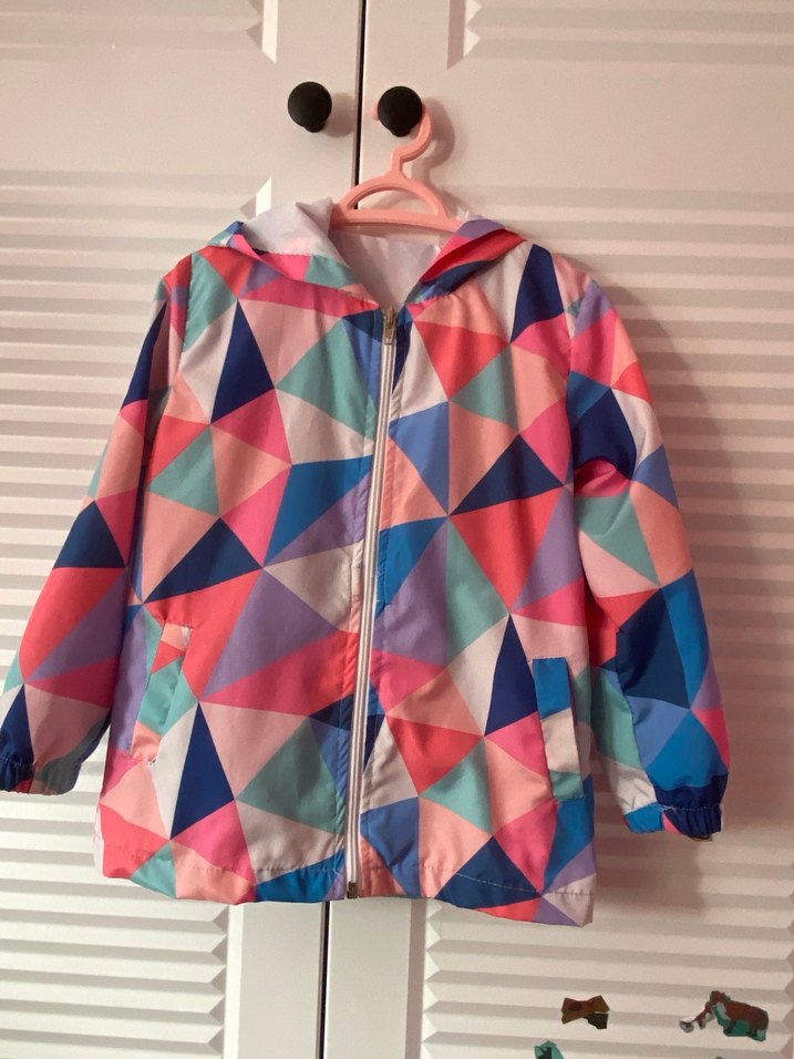 Kız Çocuk Çok Renkli Geometrik Desenli Yağmurluk - Görsel 2