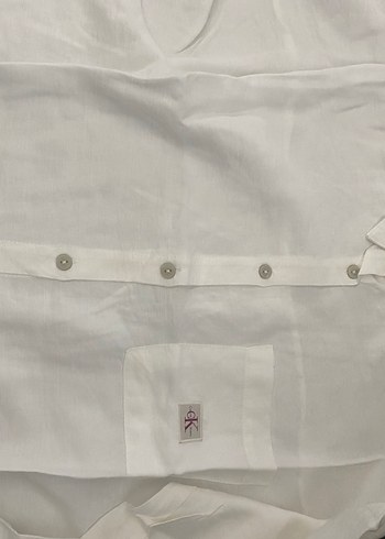 Calvin Klein Keten Beyaz Gömlek - Görsel 2