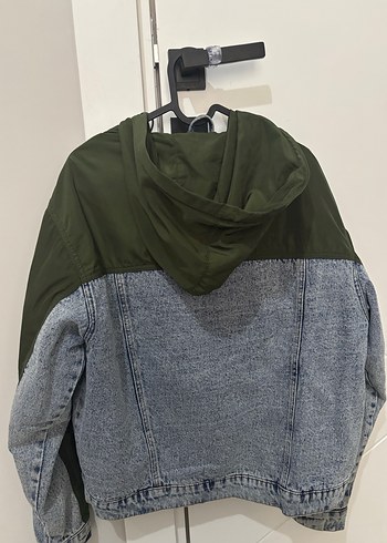Bershka Düğmeli Yeşil Gri Denim Mont - Görsel 4