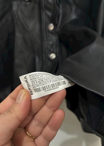 Bershka Düğmeli Siyah Deri Biker Ceket - Görsel 4