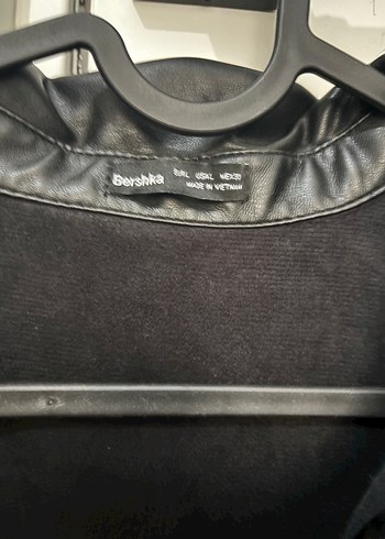 Bershka Düğmeli Siyah Deri Biker Ceket - Görsel 3