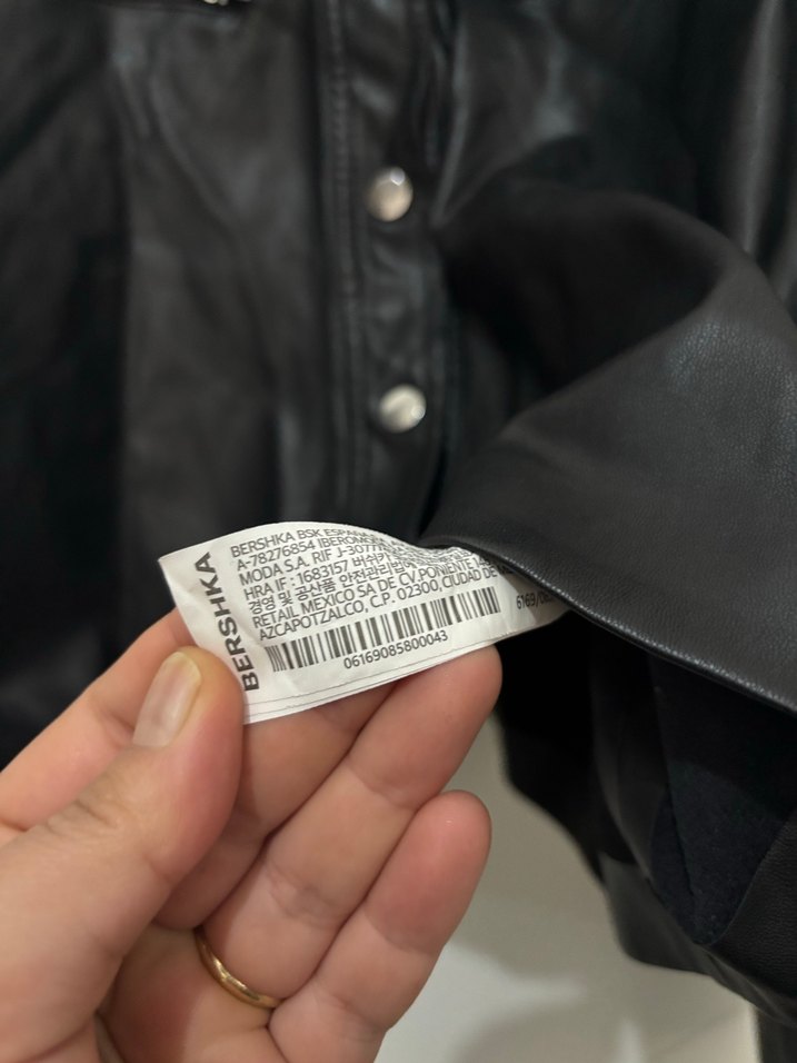 Bershka Düğmeli Siyah Deri Biker Ceket - Görsel 4