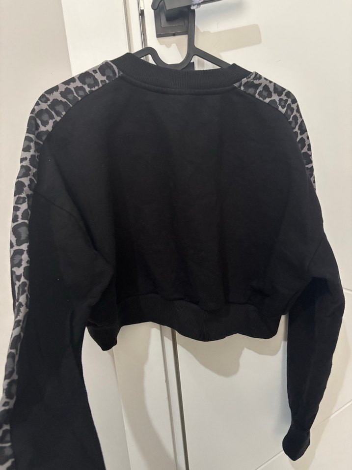 Puma özel seri Leopar Desenli Siyah Fermuarlı Sweatshirt - Görsel 5