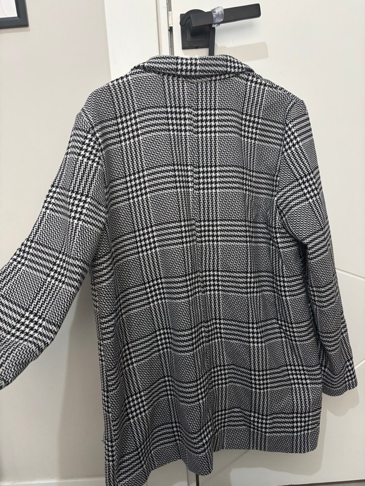 H&M Düğmeli Ekose Kadın Midi blazer - Görsel 3