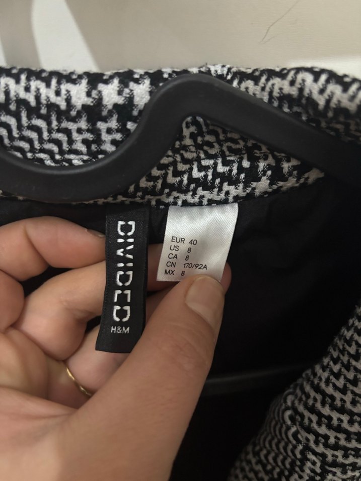 H&M Düğmeli Ekose Kadın Midi blazer - Görsel 4