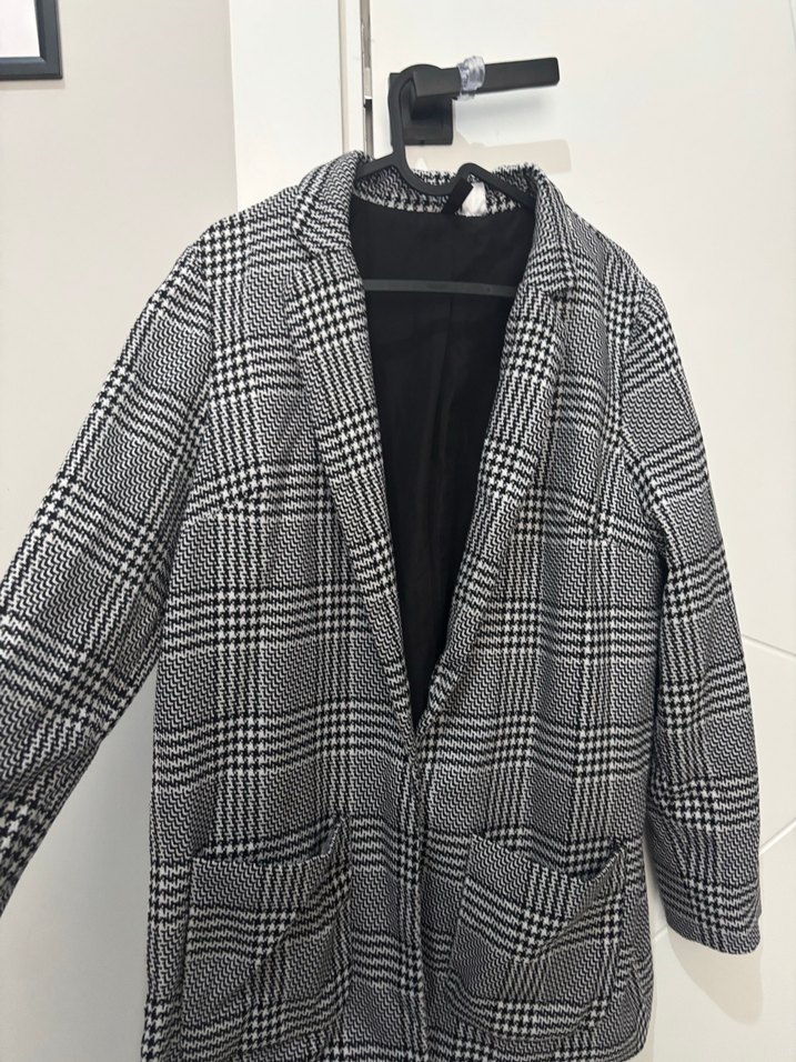 H&M Düğmeli Ekose Kadın Midi blazer - Görsel 2