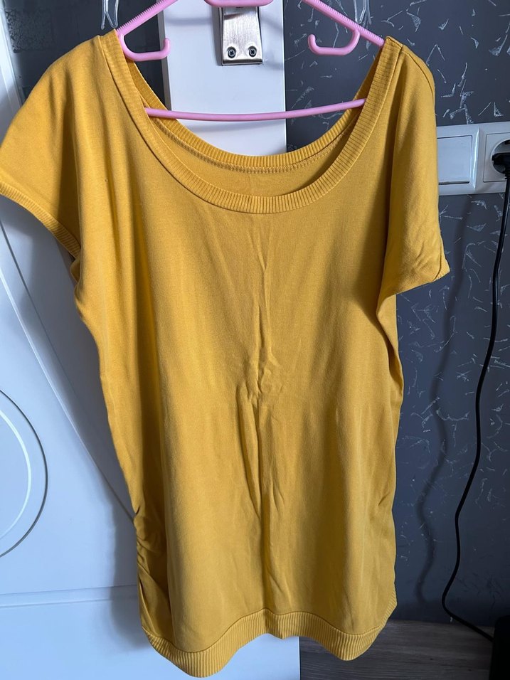 Sarı Kısa Kollu Hamile Tişört - Görsel 2