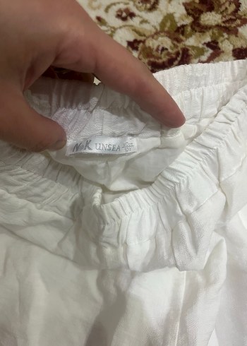 10 Yaş Beden beyaz Renk KIZ ÇOCUK Beyaz Bağcıklı Pamuklu Rahat Pantolon VE ÇANTA